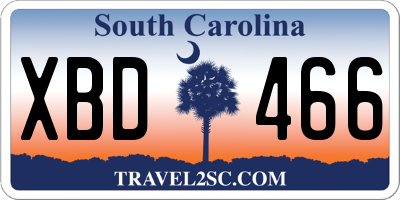 SC license plate XBD466