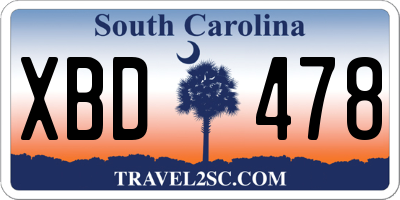 SC license plate XBD478