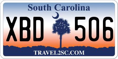 SC license plate XBD506