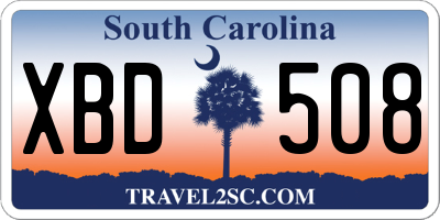 SC license plate XBD508
