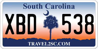 SC license plate XBD538
