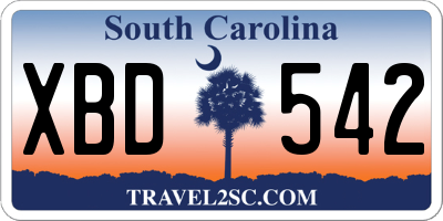 SC license plate XBD542