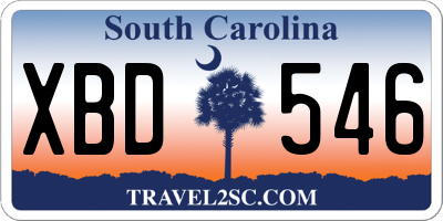 SC license plate XBD546