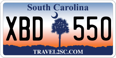 SC license plate XBD550