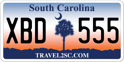 SC license plate XBD555