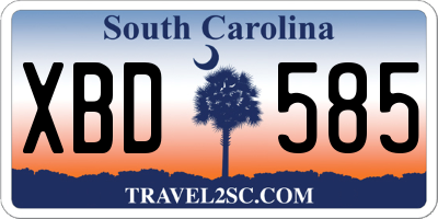 SC license plate XBD585