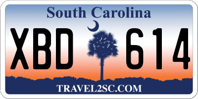 SC license plate XBD614