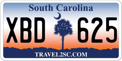 SC license plate XBD625