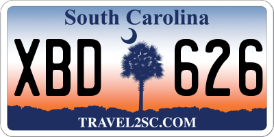 SC license plate XBD626