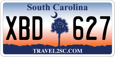 SC license plate XBD627