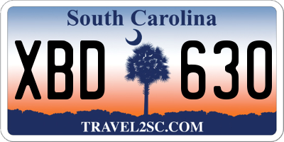 SC license plate XBD630