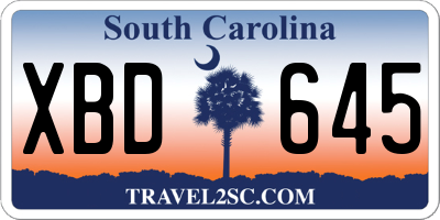 SC license plate XBD645