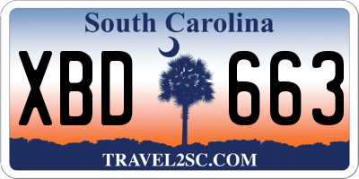 SC license plate XBD663