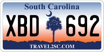 SC license plate XBD692