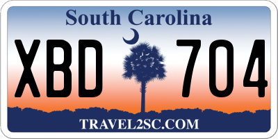 SC license plate XBD704