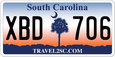 SC license plate XBD706