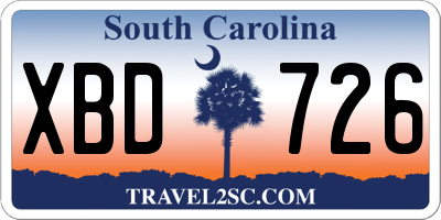 SC license plate XBD726