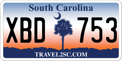 SC license plate XBD753