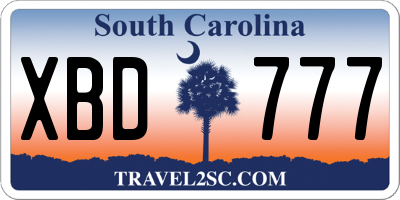 SC license plate XBD777