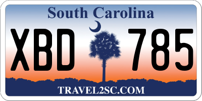 SC license plate XBD785