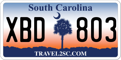 SC license plate XBD803
