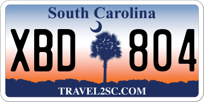 SC license plate XBD804