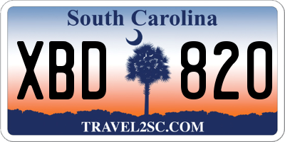 SC license plate XBD820
