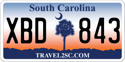 SC license plate XBD843