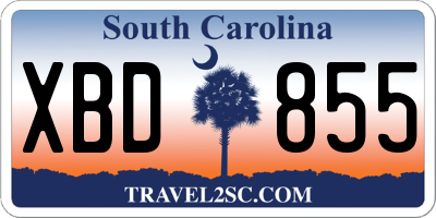 SC license plate XBD855