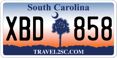 SC license plate XBD858
