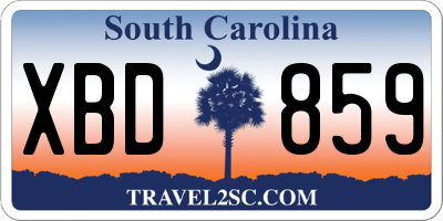 SC license plate XBD859