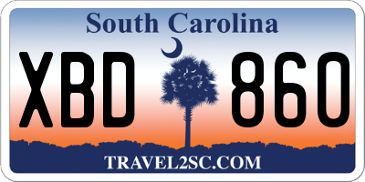 SC license plate XBD860
