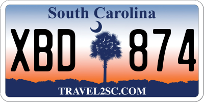 SC license plate XBD874