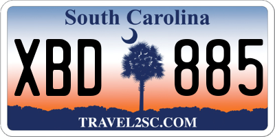 SC license plate XBD885