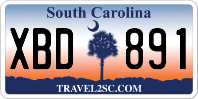SC license plate XBD891