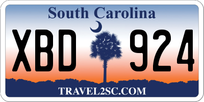 SC license plate XBD924