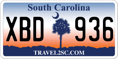 SC license plate XBD936