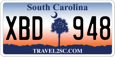 SC license plate XBD948