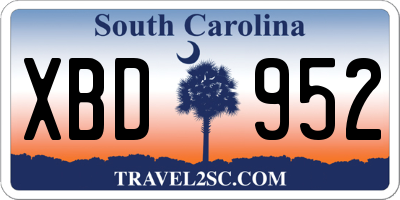 SC license plate XBD952