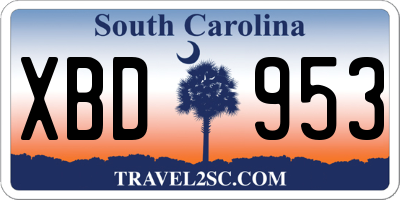 SC license plate XBD953