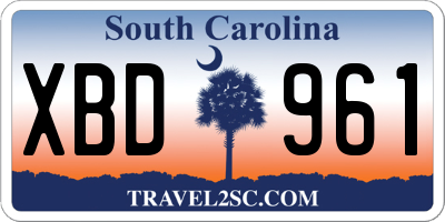 SC license plate XBD961