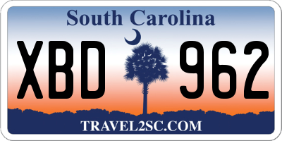 SC license plate XBD962