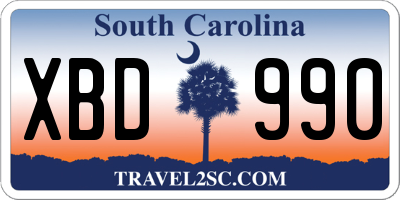 SC license plate XBD990