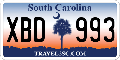 SC license plate XBD993