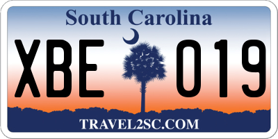 SC license plate XBE019