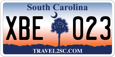 SC license plate XBE023