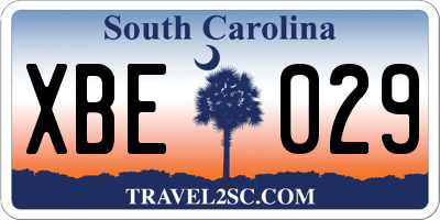 SC license plate XBE029