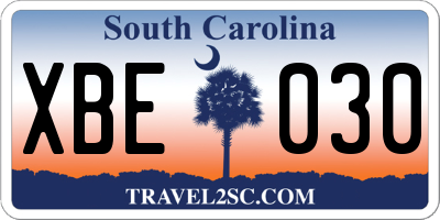 SC license plate XBE030