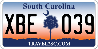 SC license plate XBE039