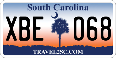 SC license plate XBE068